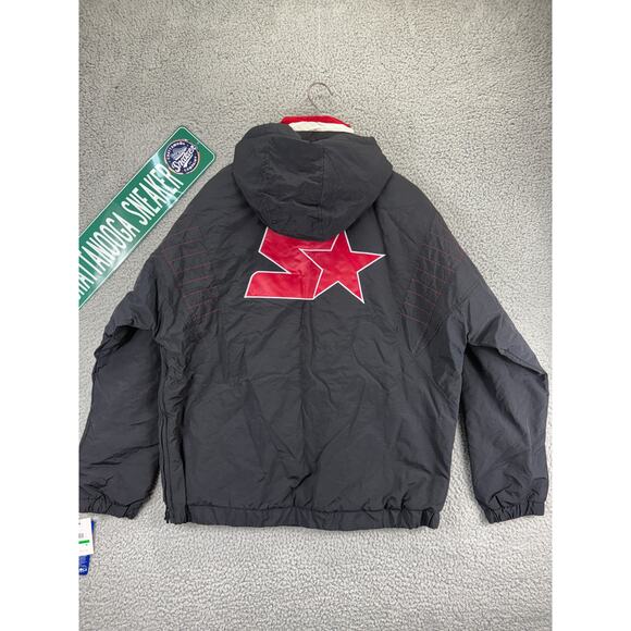 Starter Anorak Pullover Hooded Jacket Mens Large Black Coat $225 Vintage Retro - Picture 6 of 8